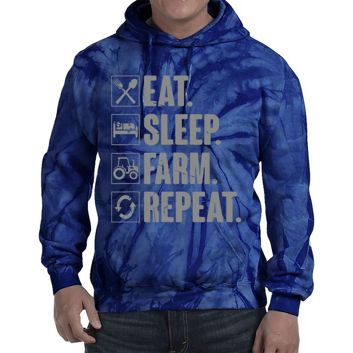 Eat Sleep Farm Repeat Funny Farmer Farming Gift Tie Dye Hoodie