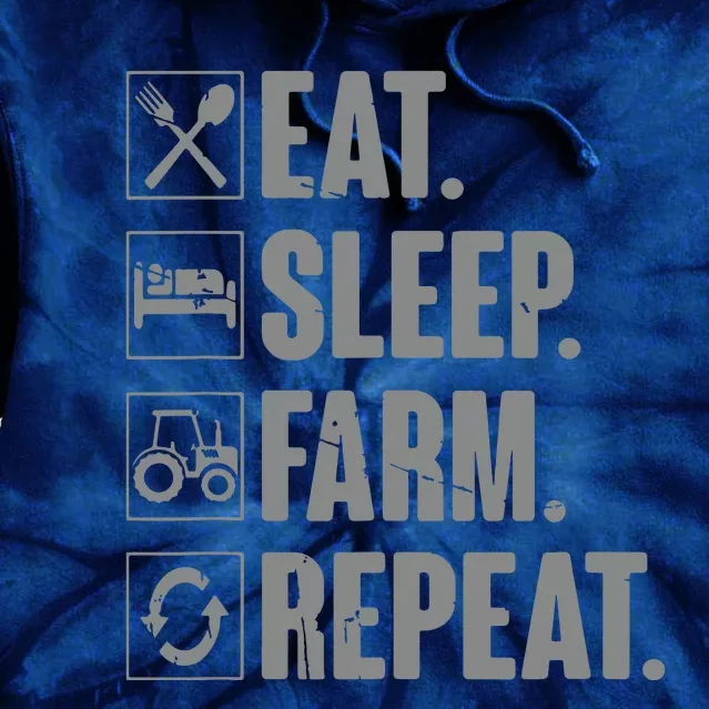 Eat Sleep Farm Repeat Funny Farmer Farming Gift Tie Dye Hoodie