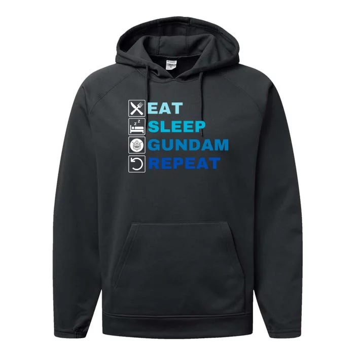 Eat Sleep Gundam Repeat, Funny Anime, Funny Manga, Funny Gundam Performance Fleece Hoodie