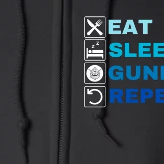 Eat Sleep Gundam Repeat, Funny Anime, Funny Manga, Funny Gundam Full Zip Hoodie