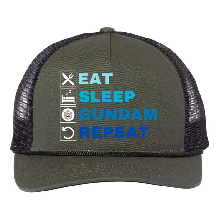 Eat Sleep Gundam Repeat, Funny Anime, Funny Manga, Funny Gundam Retro Rope Trucker Hat Cap