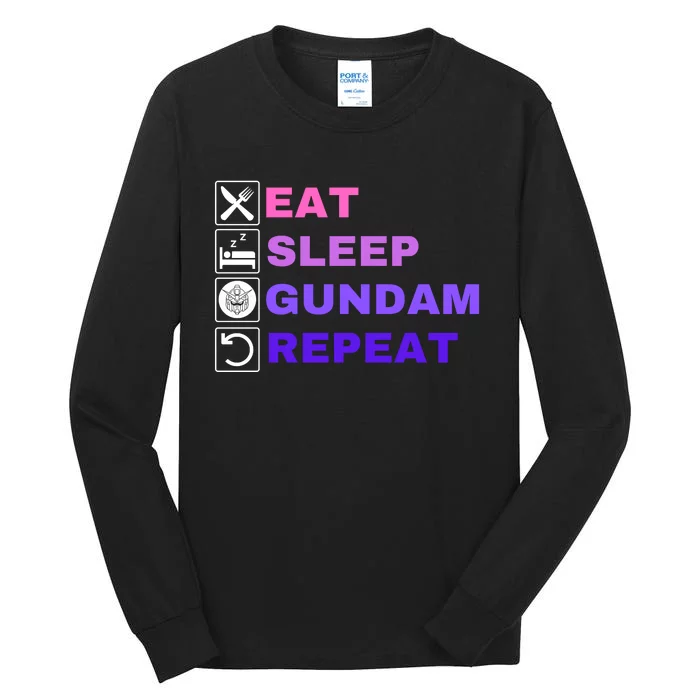 Eat Sleep Gundam Repeat, Funny Gundam, Funny Anime, Funny Manga Tall Long Sleeve T-Shirt