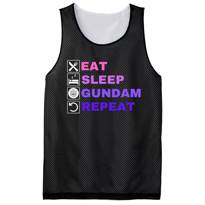 Eat Sleep Gundam Repeat, Funny Gundam, Funny Anime, Funny Manga Mesh Reversible Basketball Jersey Tank