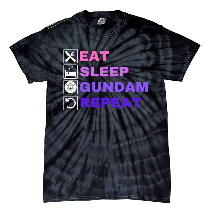 Eat Sleep Gundam Repeat, Funny Gundam, Funny Anime, Funny Manga Tie-Dye T-Shirt