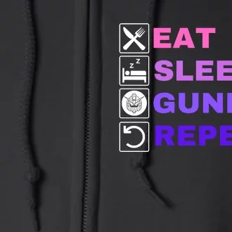 Eat Sleep Gundam Repeat, Funny Gundam, Funny Anime, Funny Manga Full Zip Hoodie