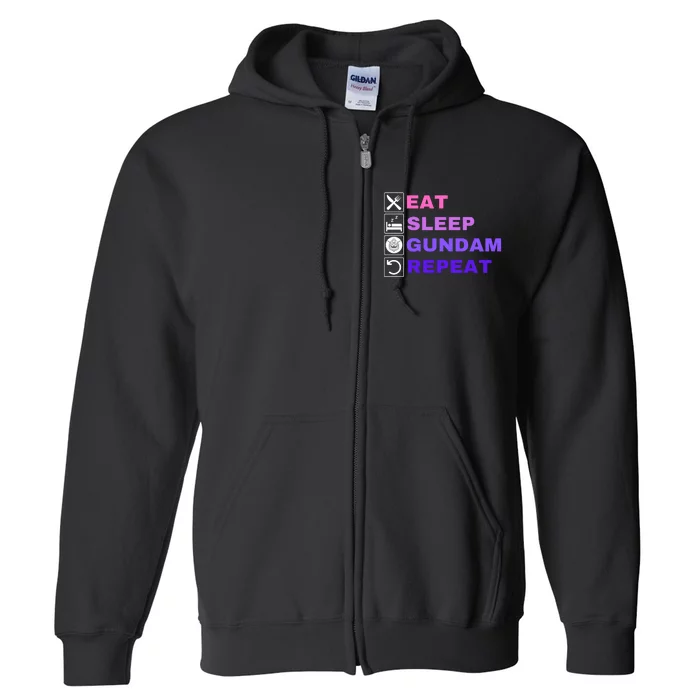 Eat Sleep Gundam Repeat, Funny Gundam, Funny Anime, Funny Manga Full Zip Hoodie