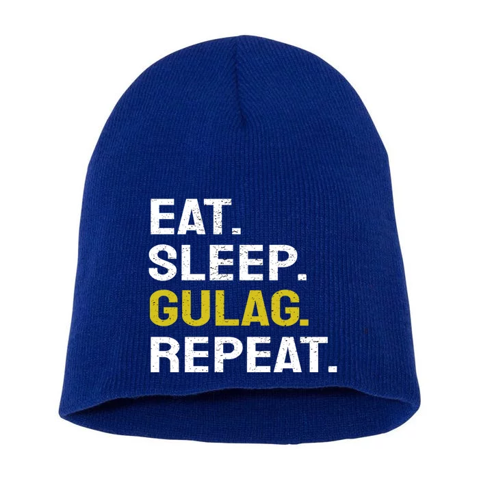 Eat Sleep Gulag Repeat Gamer Gift Funny Video Game Gulag Gift Short Acrylic Beanie