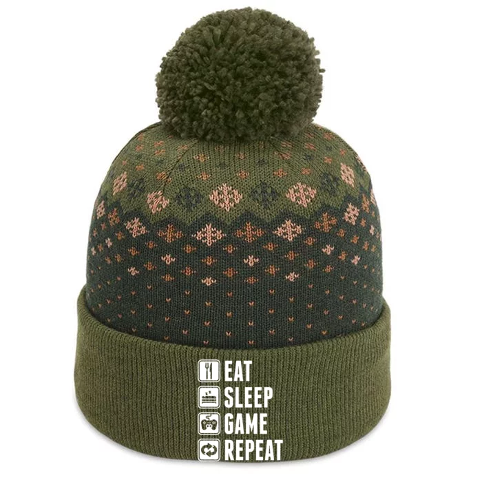 Eat Sleep Game Repeat The Baniff Cuffed Pom Beanie