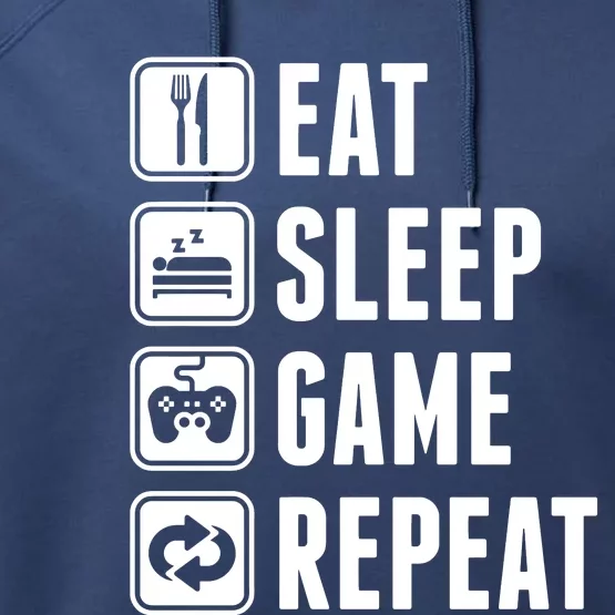 Eat Sleep Game Repeat Performance Fleece Hoodie