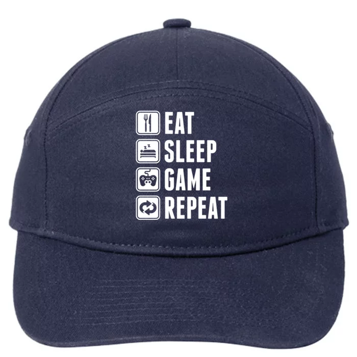 Eat Sleep Game Repeat 7-Panel Snapback Hat