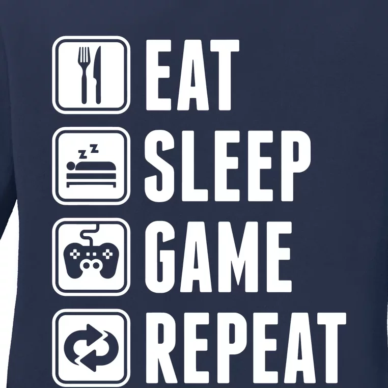 Eat Sleep Game Repeat Ladies Long Sleeve Shirt