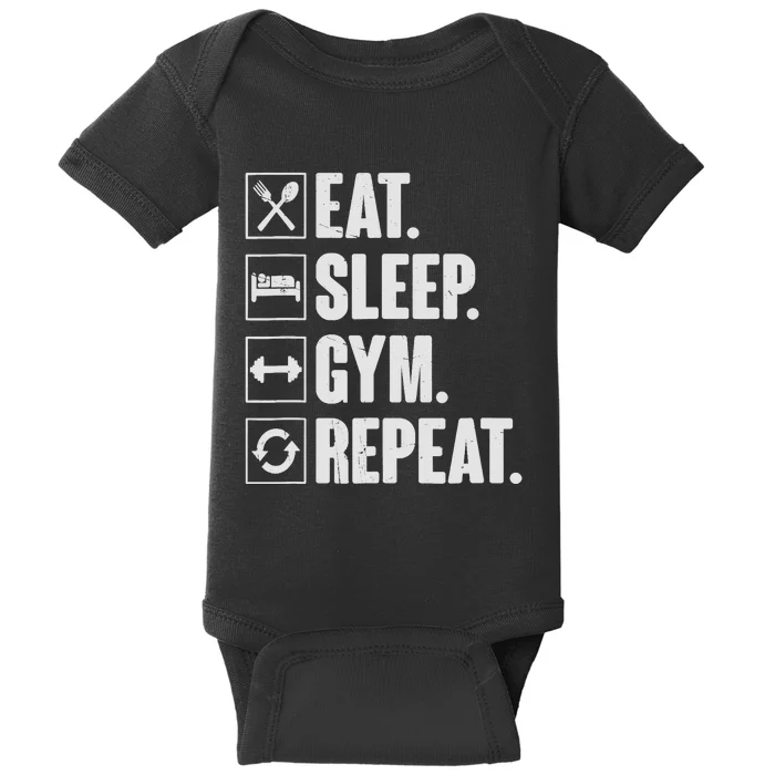 Eat Sleep Gym Repeat Funny Vintage Workout Baby Bodysuit