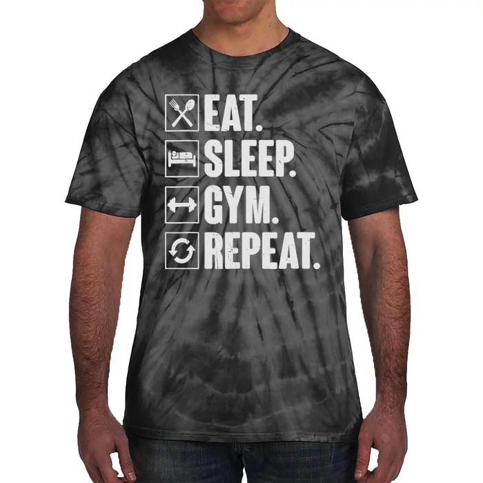 Eat Sleep Gym Repeat Funny Vintage Workout Tie-Dye T-Shirt