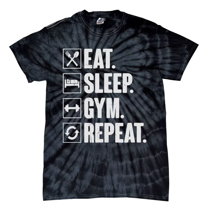 Eat Sleep Gym Repeat Funny Vintage Workout Tie-Dye T-Shirt