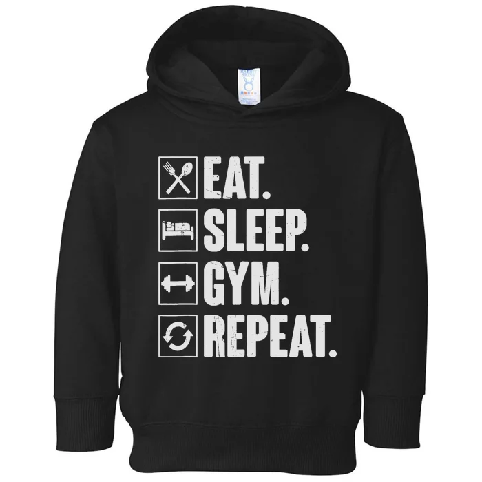 Eat Sleep Gym Repeat Funny Vintage Workout Toddler Hoodie