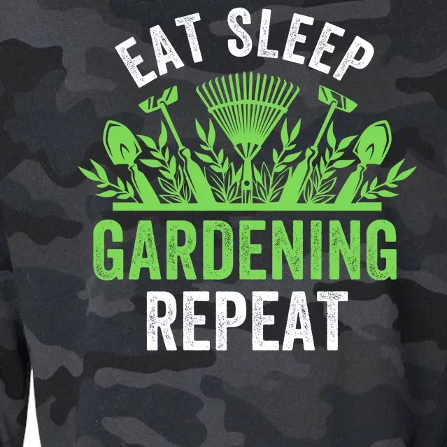 Eat Sleep Gardening Repeat Funny Gardener Funny Plant Lover Funny Plant Lover Cropped Pullover Crew