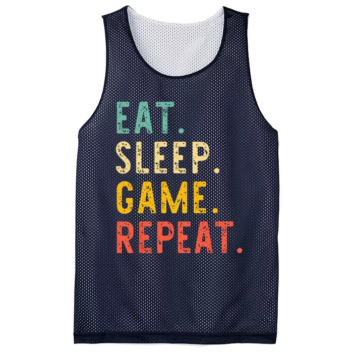 Eat Sleep Game Repeat Video Gamer Gaming Vintage Mesh Reversible Basketball Jersey Tank