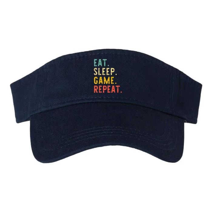 Eat Sleep Game Repeat Video Gamer Gaming Vintage Valucap Bio-Washed Visor