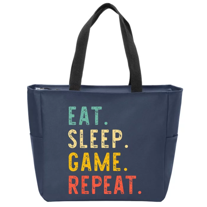 Eat Sleep Game Repeat Video Gamer Gaming Vintage Zip Tote Bag