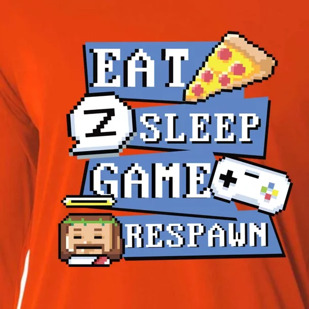 Eat Sleep Game Respawn Video Game Pixel Art For Gamer Gift Cooling Performance Long Sleeve Crew