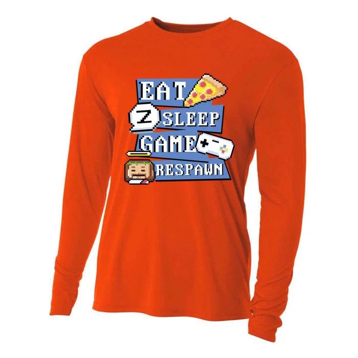 Eat Sleep Game Respawn Video Game Pixel Art For Gamer Gift Cooling Performance Long Sleeve Crew