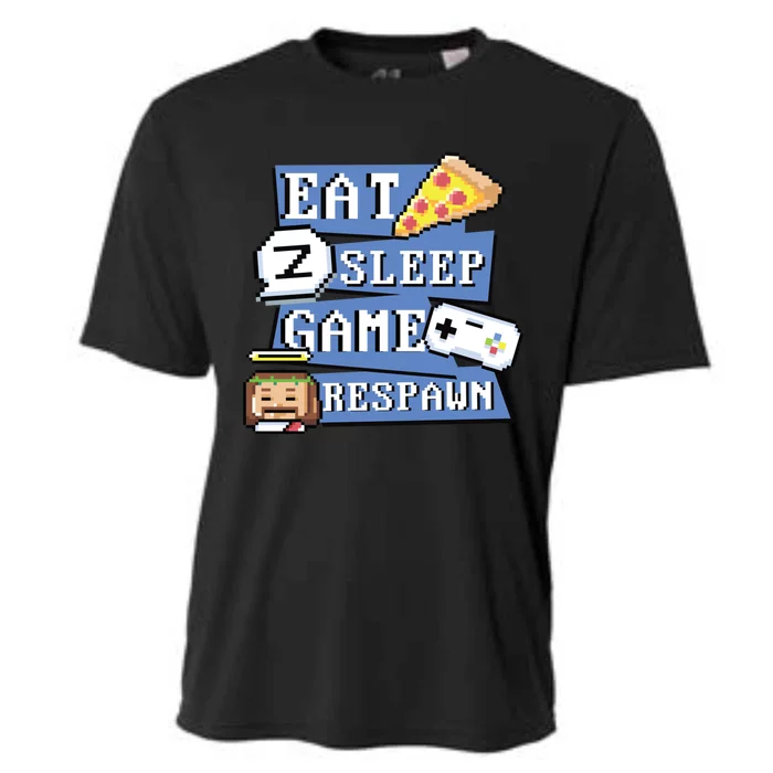 Eat Sleep Game Respawn Video Game Pixel Art For Gamer Gift Cooling Performance Crew T-Shirt