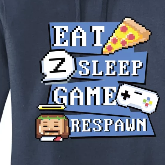 Eat Sleep Game Respawn Video Game Pixel Art For Gamer Gift Women's Pullover Hoodie