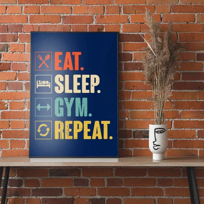 Eat Sleep Gym Repeat Funny Retro Vintage Workout Poster