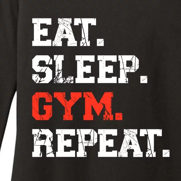 Eat Sleep Gym Repeat Funny Fitness Training Workout Gift Womens CVC Long Sleeve Shirt