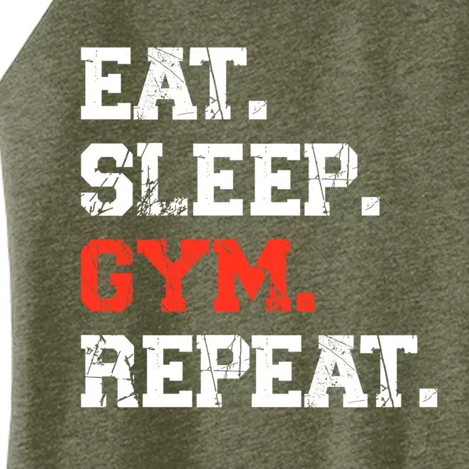 Eat Sleep Gym Repeat Funny Fitness Training Workout Gift Women’s Perfect Tri Rocker Tank