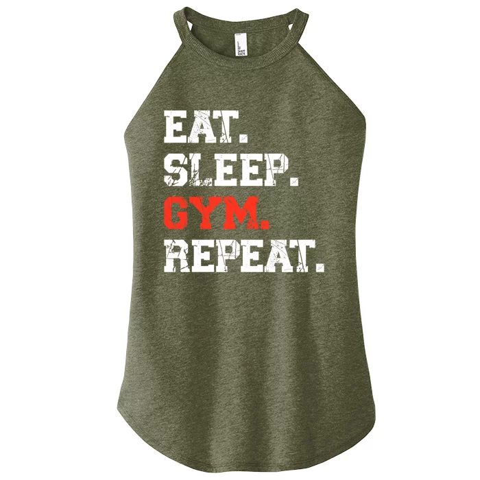 Eat Sleep Gym Repeat Funny Fitness Training Workout Gift Women’s Perfect Tri Rocker Tank