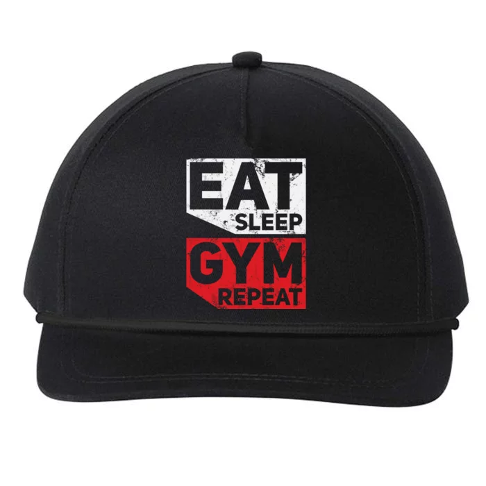 Eat Sleep Gym Repeat Workout Exercise Motivational Gift Snapback Five-Panel Rope Hat