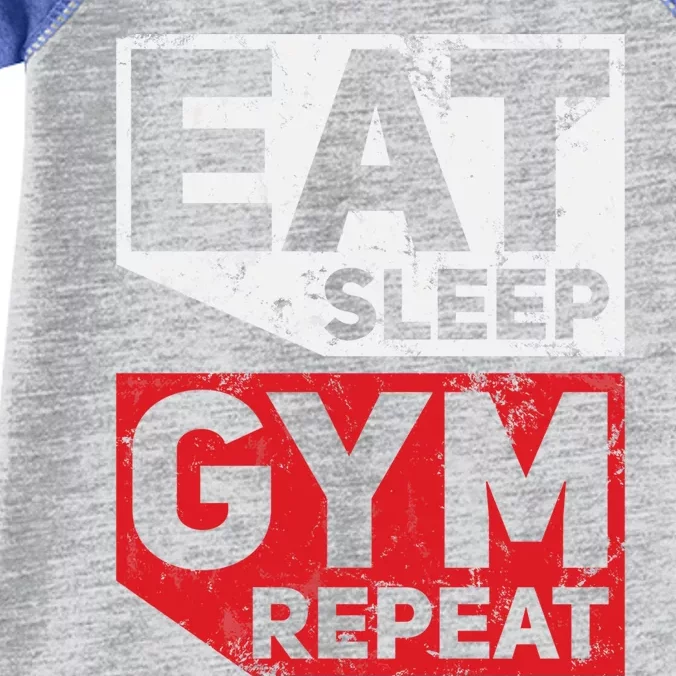 Eat Sleep Gym Repeat Workout Exercise Motivational Gift Infant Baby Jersey Bodysuit