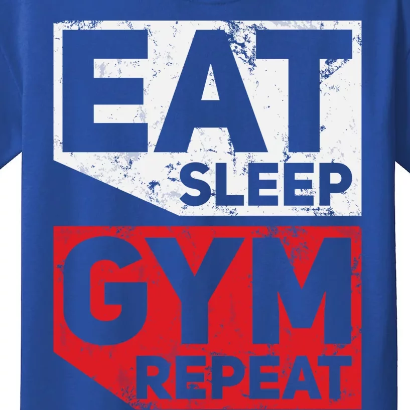 Eat Sleep Gym Repeat Workout Exercise Motivational Gift Kids T-Shirt