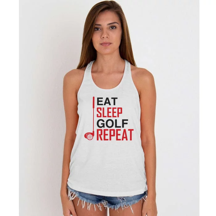 Eat Sleep Golf Repeat Women's Knotted Racerback Tank