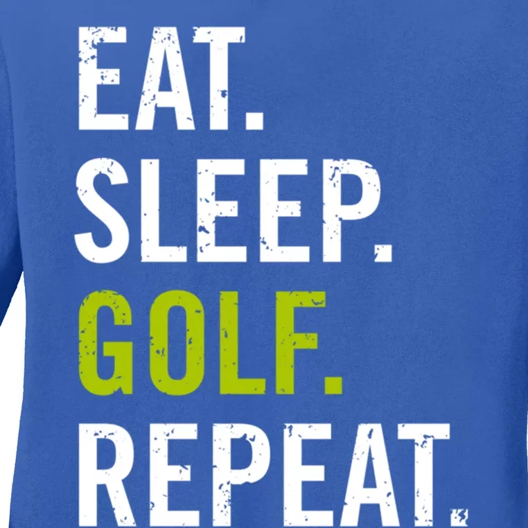 Eat Sleep Golf Repeat Funny Saying Golf Lover Vintage Retro Gift Ladies Long Sleeve Shirt