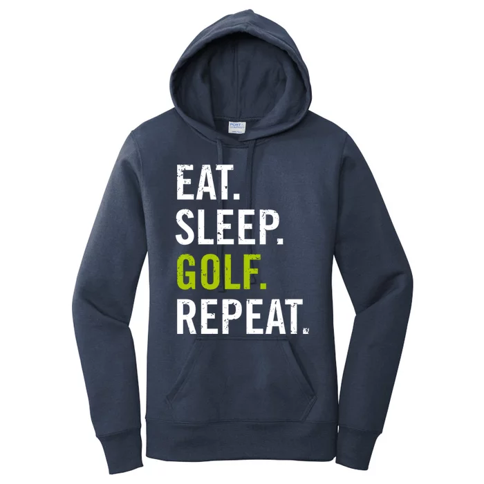 Eat Sleep Golf Repeat Funny Saying Golf Lover Vintage Retro Gift Women's Pullover Hoodie