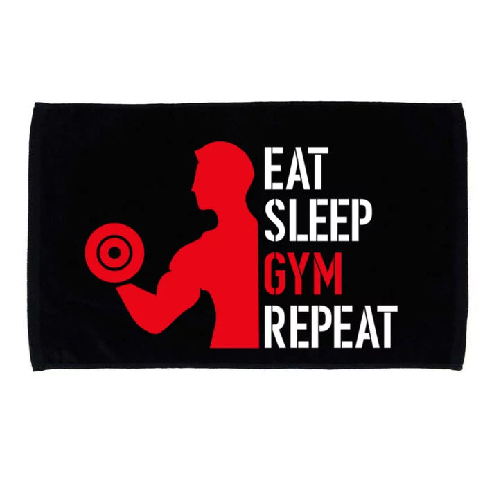 Eat Sleep Gym Repeat Workout Gift Microfiber Hand Towel