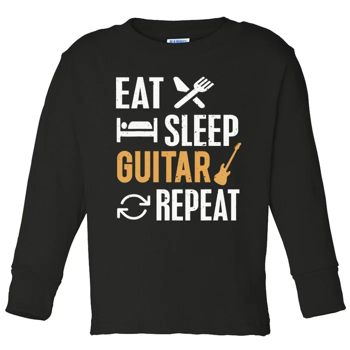 Eat Sleep Guitar Repeat Tshirt For Guitar Lovers Toddler Long Sleeve Shirt