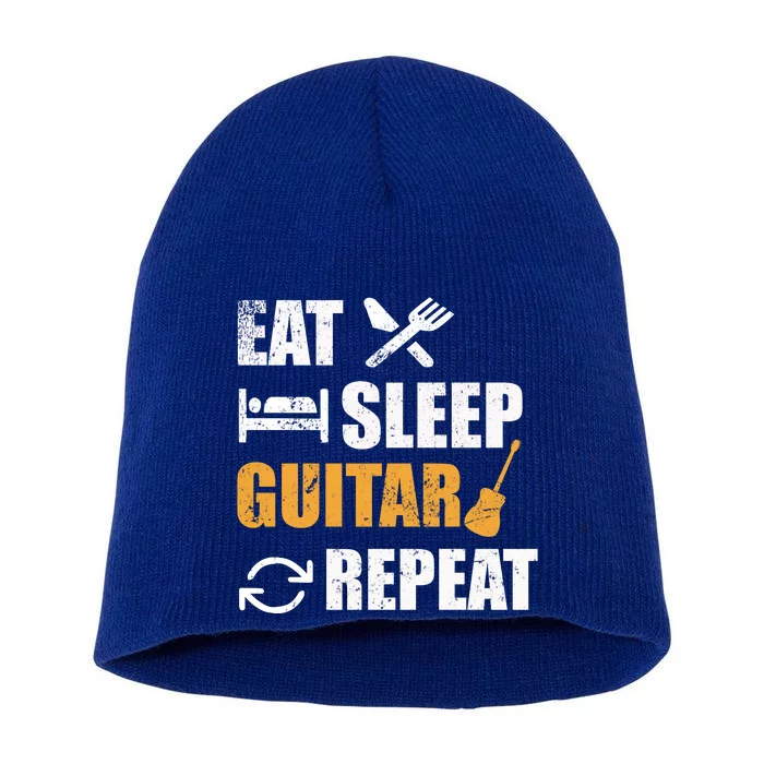 Eat Sleep Guitar Repeat For Guitar Lovers Short Acrylic Beanie