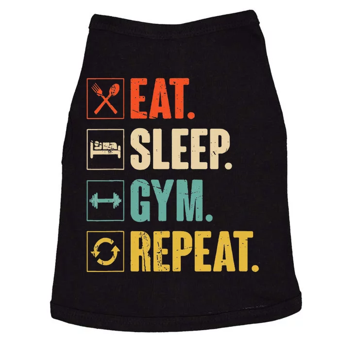 Eat Sleep Gym Repeat Funny Retro Vintage Workout Doggie Tank