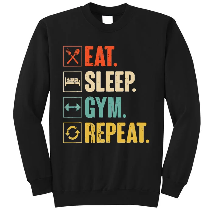 Eat Sleep Gym Repeat Funny Retro Vintage Workout Sweatshirt