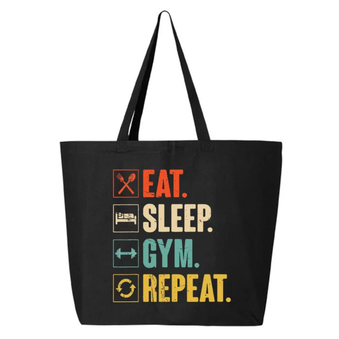 Eat Sleep Gym Repeat Funny Retro Vintage Workout 25L Jumbo Tote