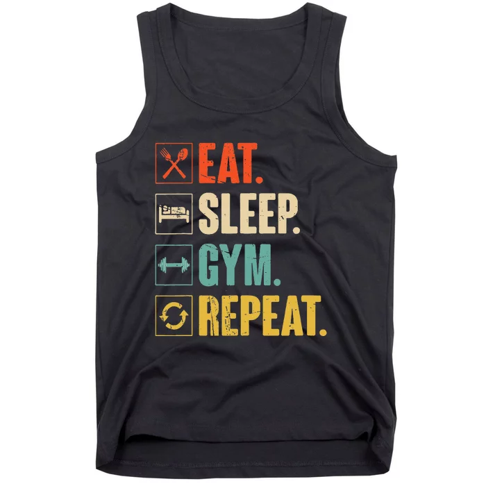 Eat Sleep Gym Repeat Funny Retro Vintage Workout Tank Top