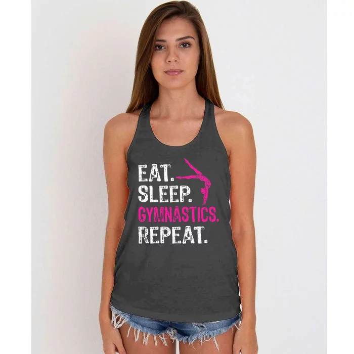 Eat Sleep Gymnastics Repeat Gymnastics Player Women's Knotted Racerback Tank