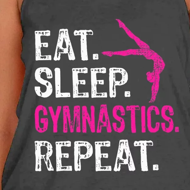 Eat Sleep Gymnastics Repeat Gymnastics Player Women's Knotted Racerback Tank