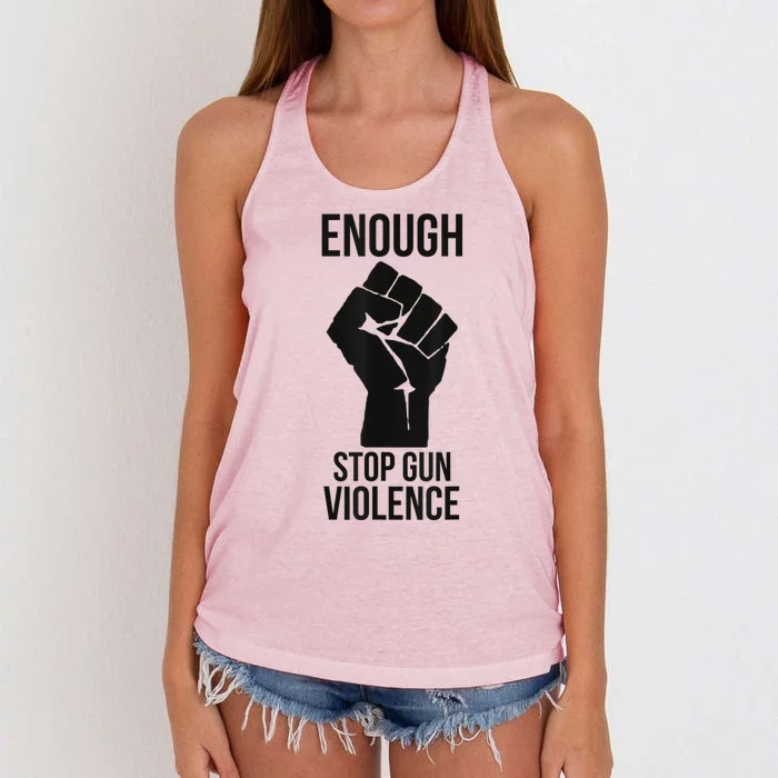 Enough Stop Gun Violence #Enough Gun Control Anti Gun Women's Knotted Racerback Tank