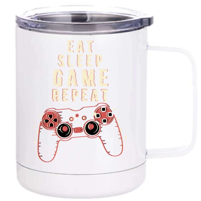 Eat Sleep Game Repeat Gamer Funny Funny Gift Front & Back 12oz Stainless Steel Tumbler Cup