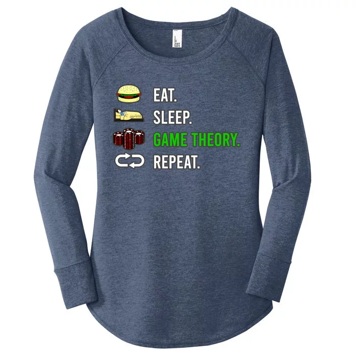 Eat Sleep Game Theory Repeat Funny Hobby Poker Player Gift Women's Perfect Tri Tunic Long Sleeve Shirt