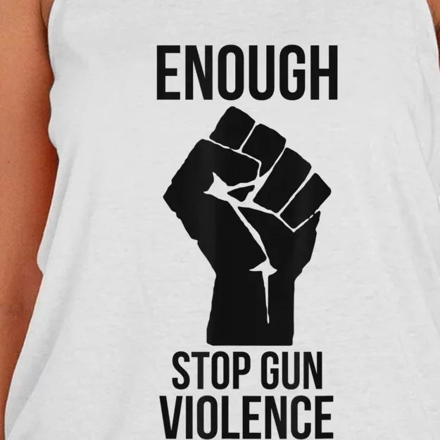 Enough Stop Gun Violence #Enough Gun Control Anti Gun Women's Knotted Racerback Tank